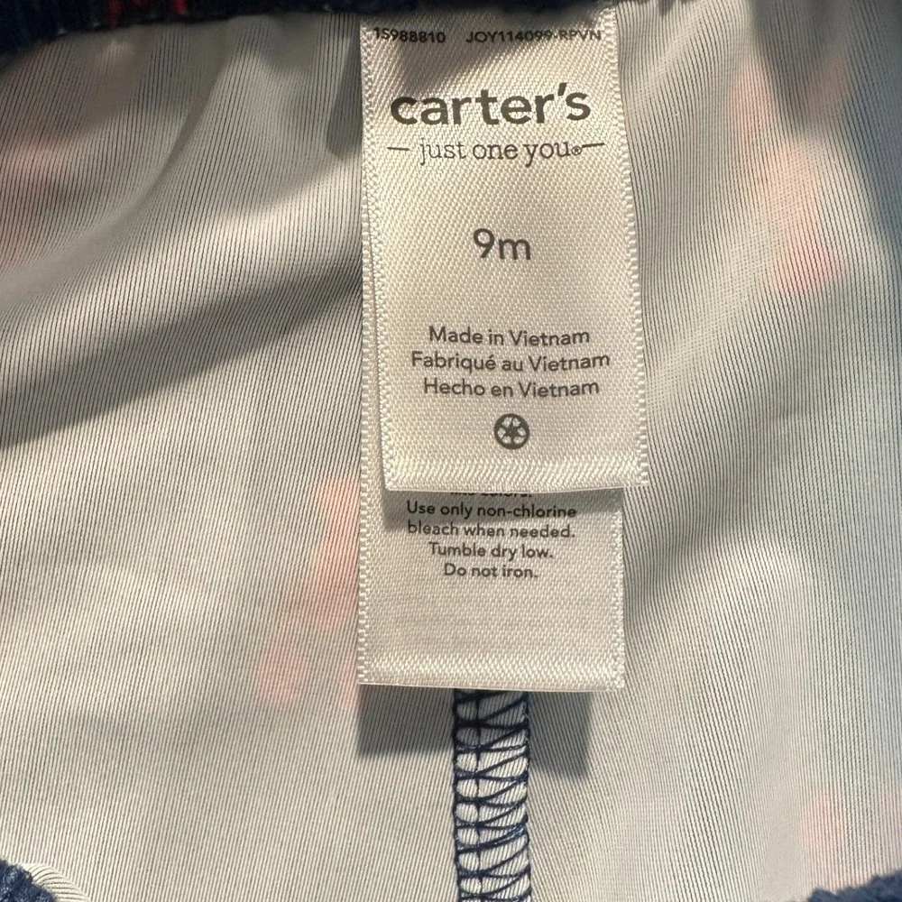 Carters Navy Blue Lobster‎ Swim Trunks Boys Size 9 Mos Elastic Waist Drawstring
